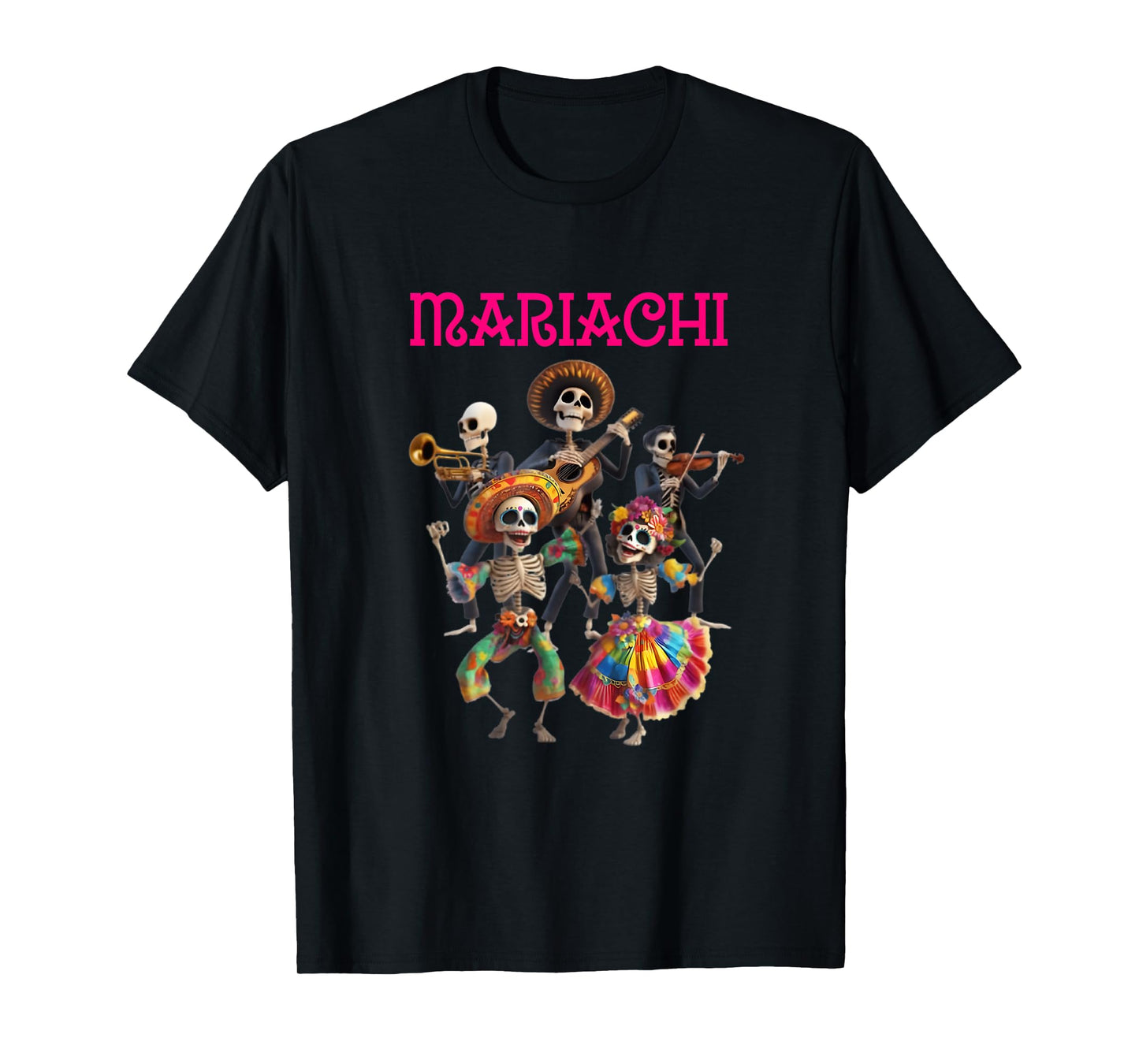 Graveyard Mariachi Funny Halloween Skeleton Band T-Shirt