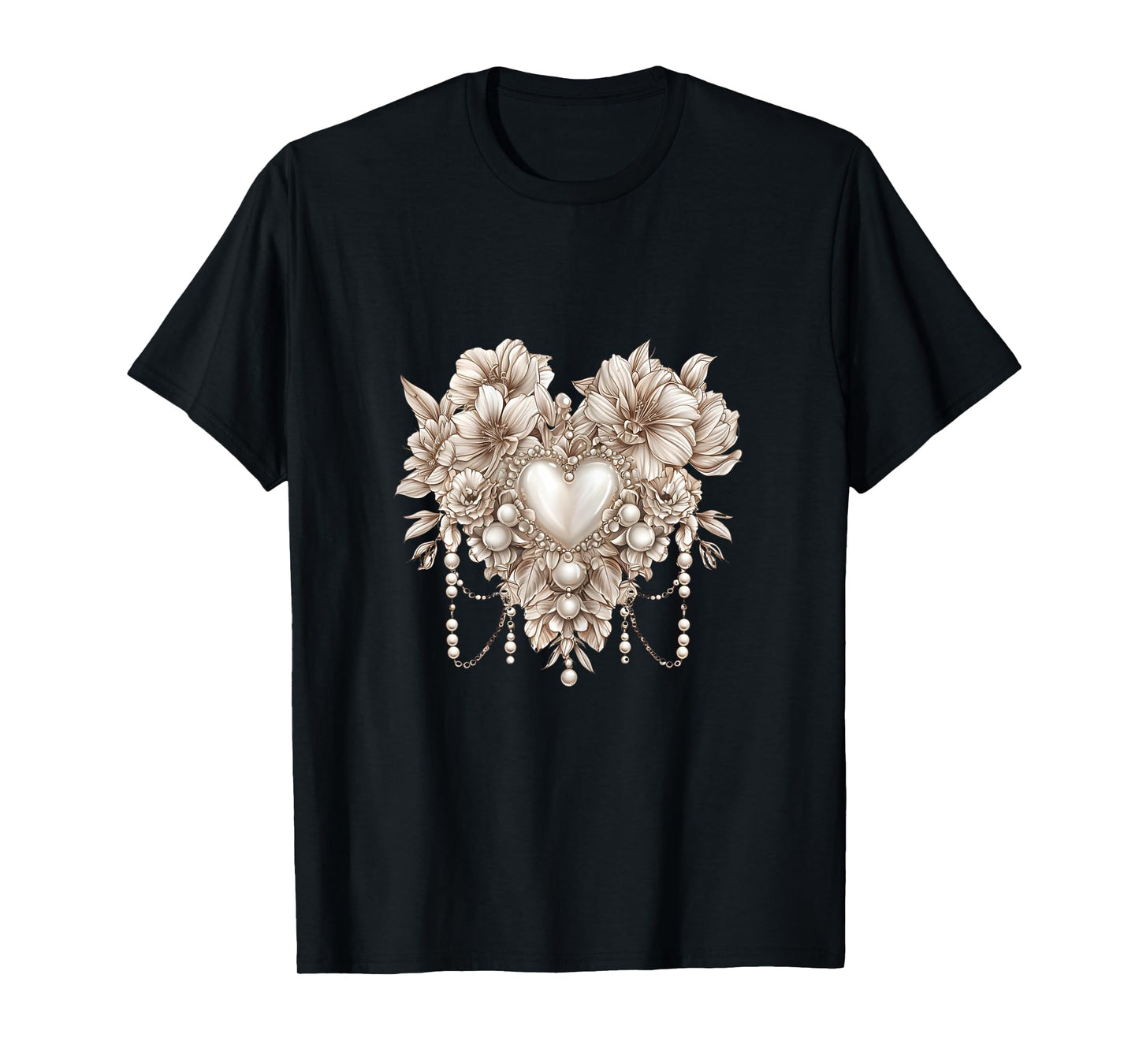 Blooming Love Pearls and Gemstone Jewel Artwork T-Shirt