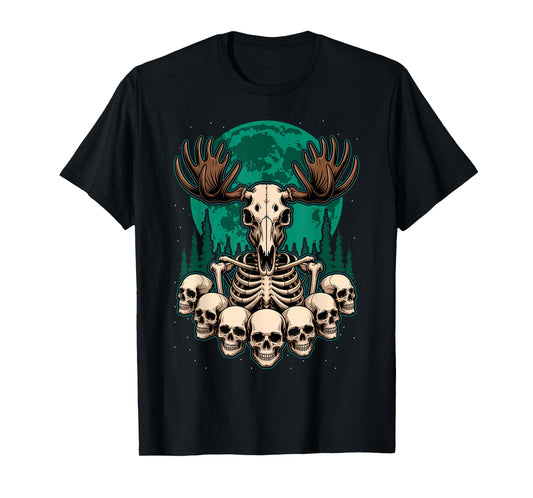 Cool Moose Skeleton Halloween Christmas Birthday T-Shirt