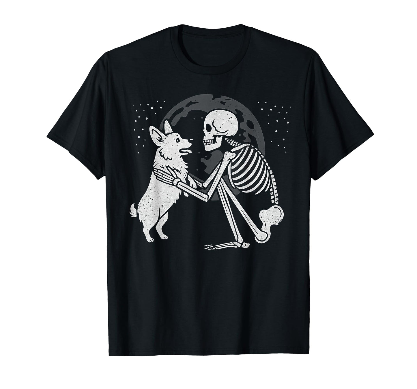 Corgi Skeleton Moon Halloween Dog Lover T-Shirt