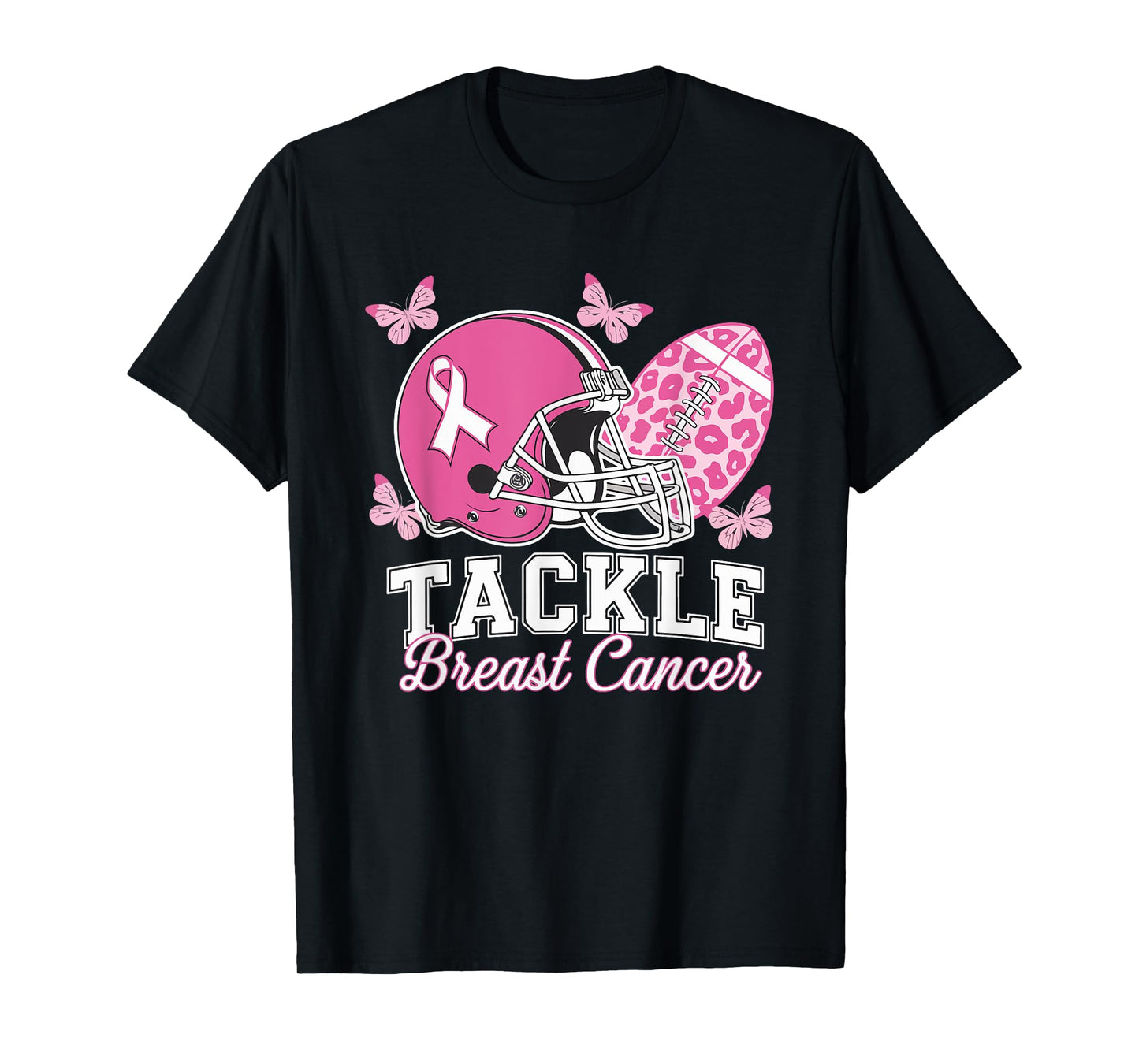 Tackle Breast Cancer Pink Ribbon American Fantasy Football T-Shirt