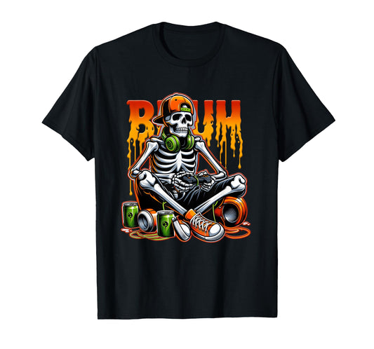 Dripping Bruh Halloween Gamer Skeleton Play Video Gaming T-Shirt