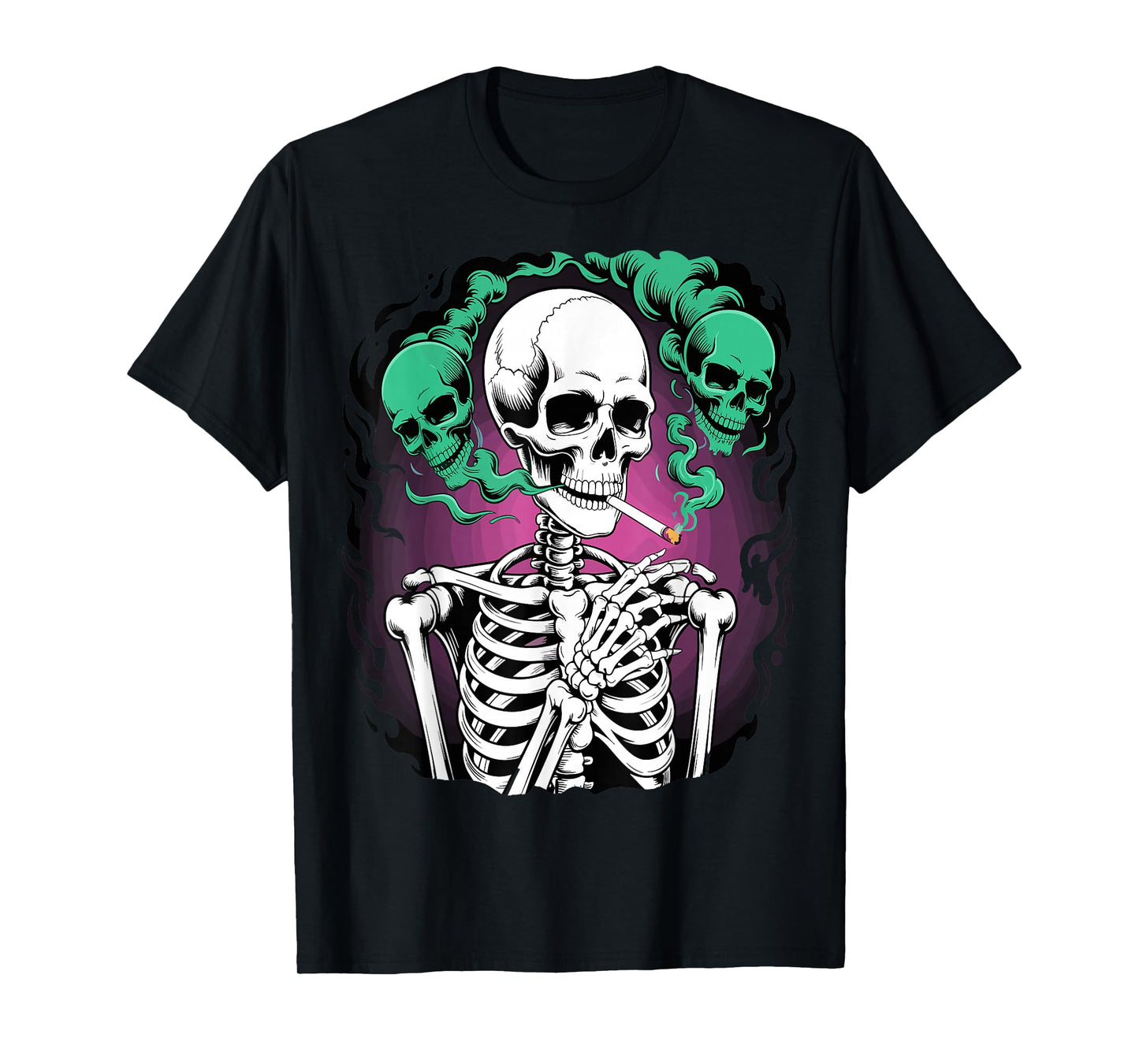 Smoking Skeleton Vintage Gothic Halloween Art T-Shirt