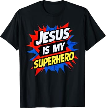 Jesus Is My Superhero Christian God Religious Comic Kids Boy T-Shirt