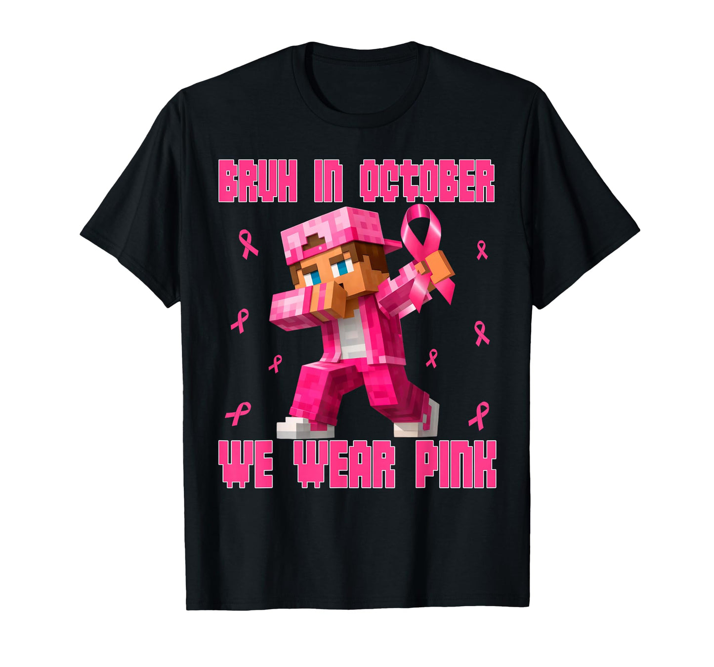 Breast Cancer Shirt Kids Boys Bruh in October We Wear Pink T-Shirt