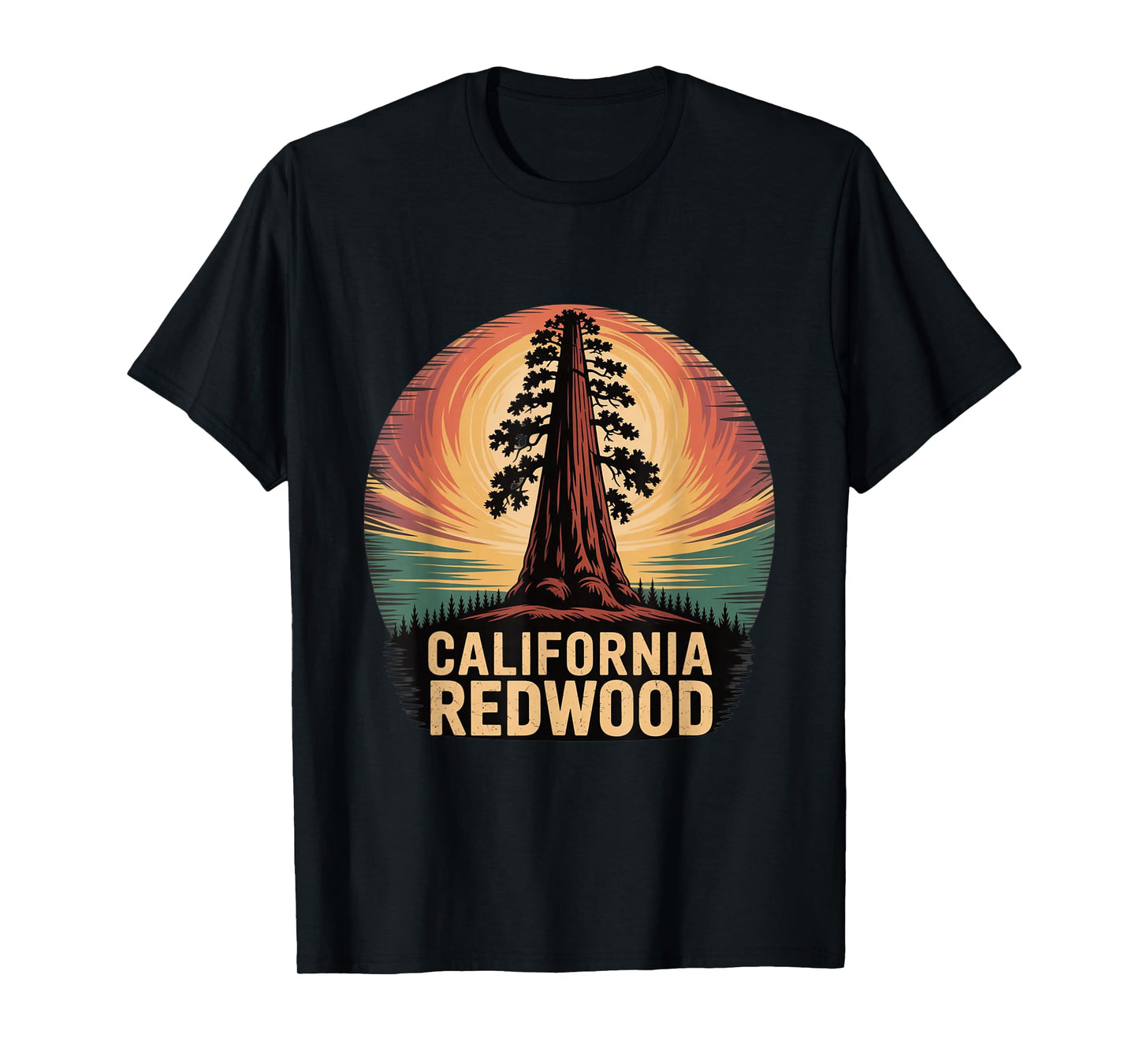California Redwood Tree Sunset Nature Outdoor Lovers T-Shirt