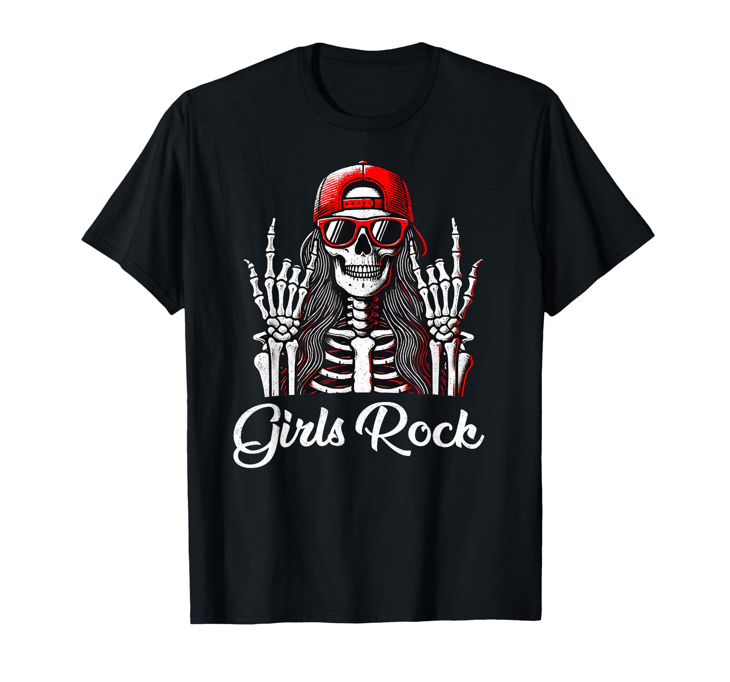 Girls Rock Rock'n Roll Girl Skeleton Rocker Cool Punk Rock T-Shirt