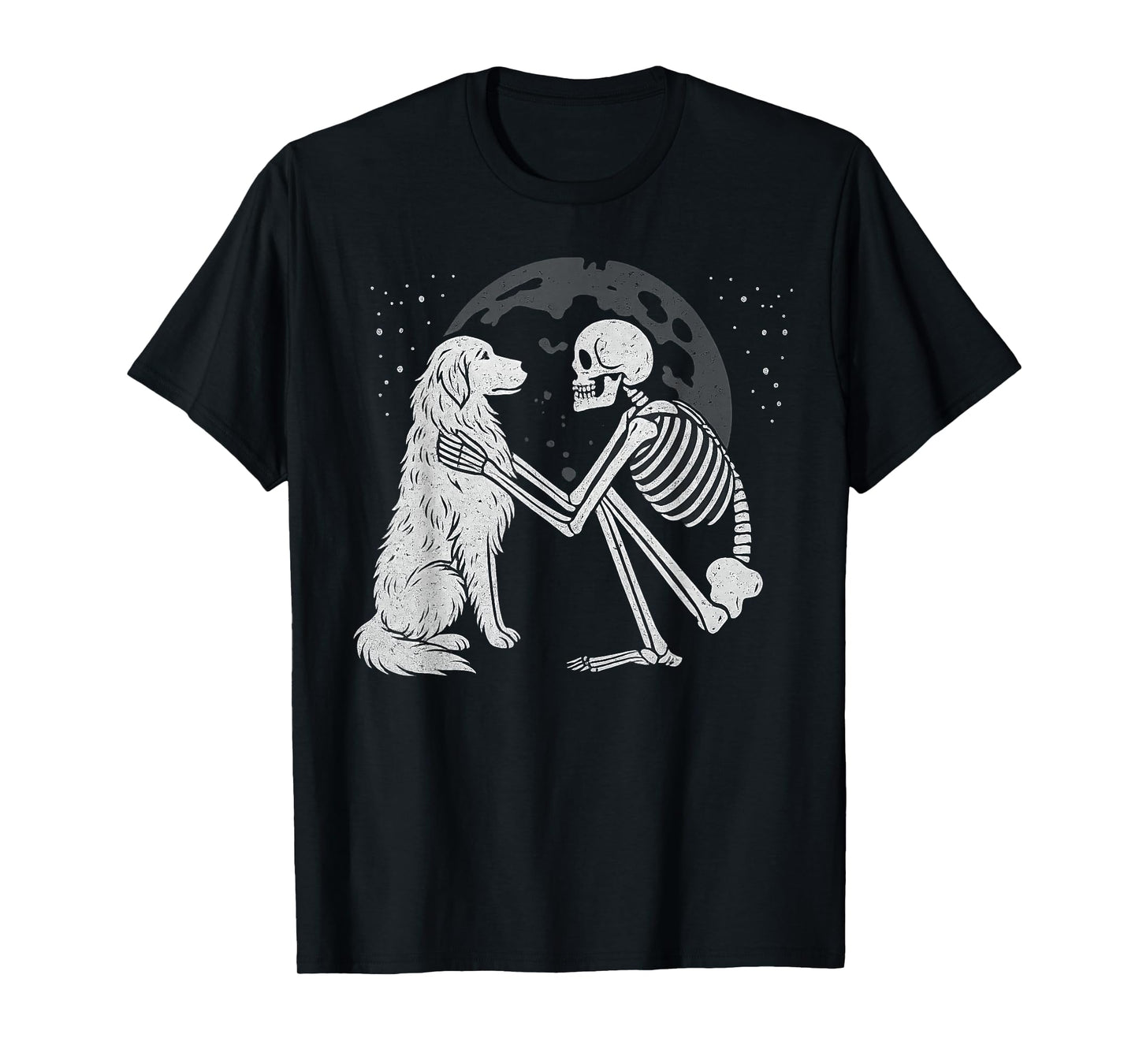 Golden Retriever Skeleton Moon Halloween Dog Lover T-Shirt