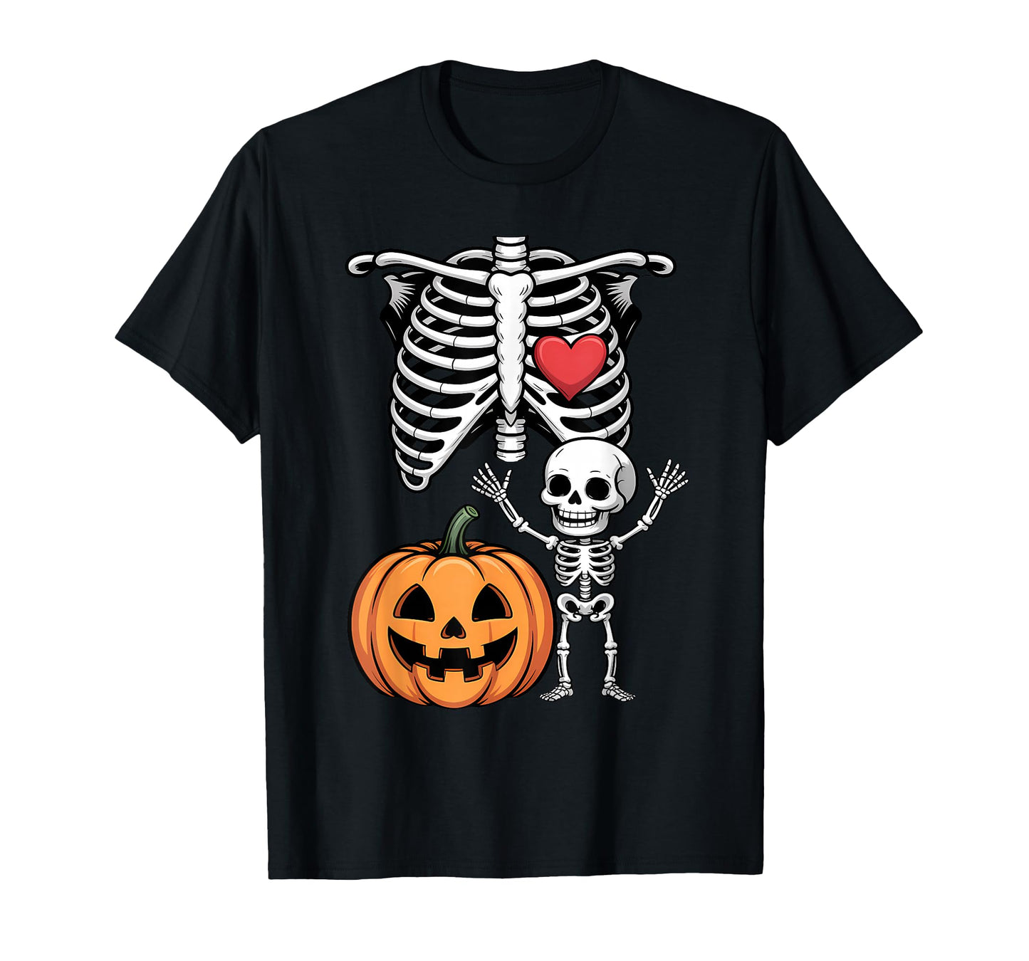 Skeleton Baby Pregnant Xray Rib Cage Halloween Costume T-Shirt