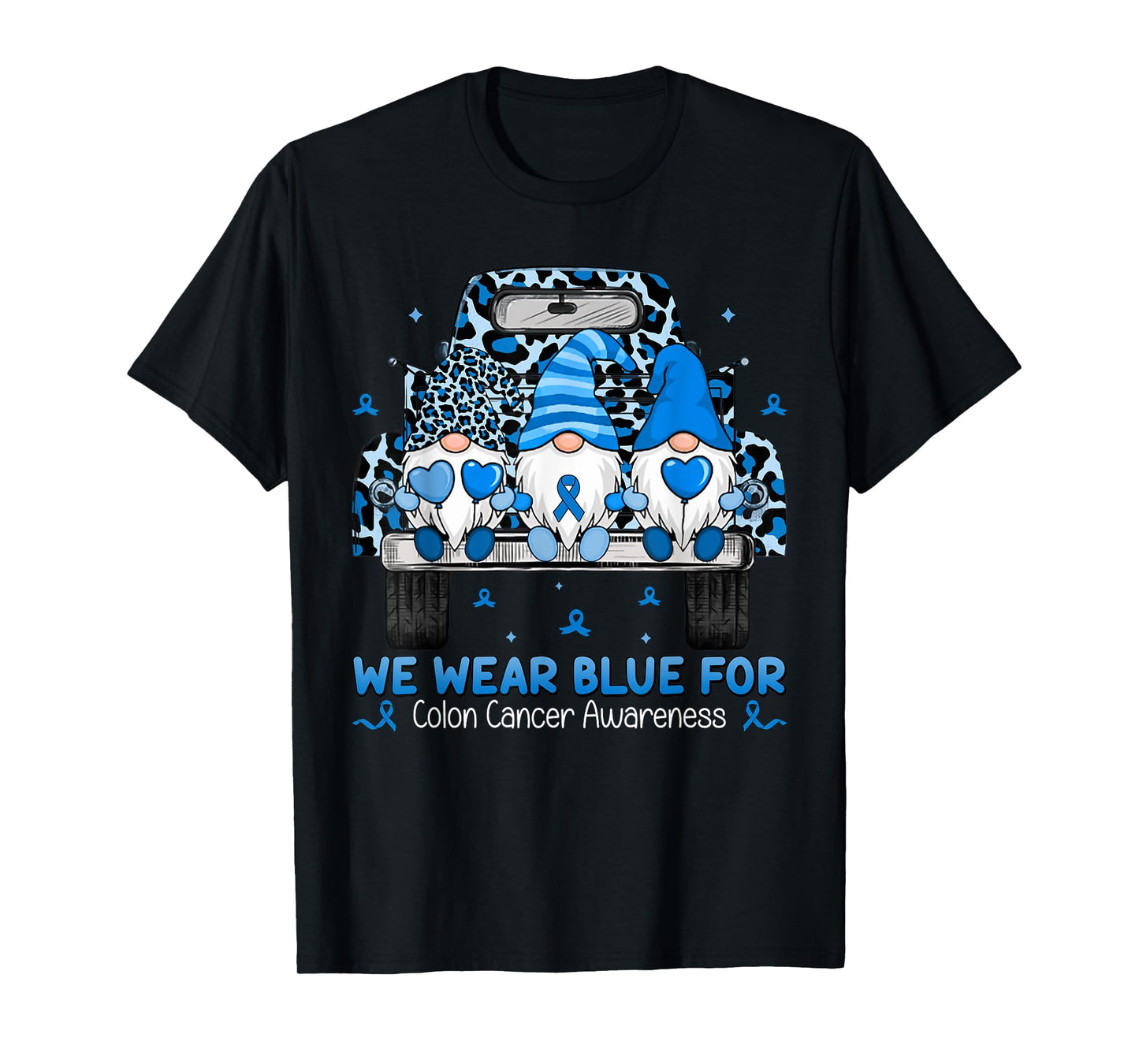 Gnome and Truck We Wear Blue For Colon Cancer Awareness T-Shirt