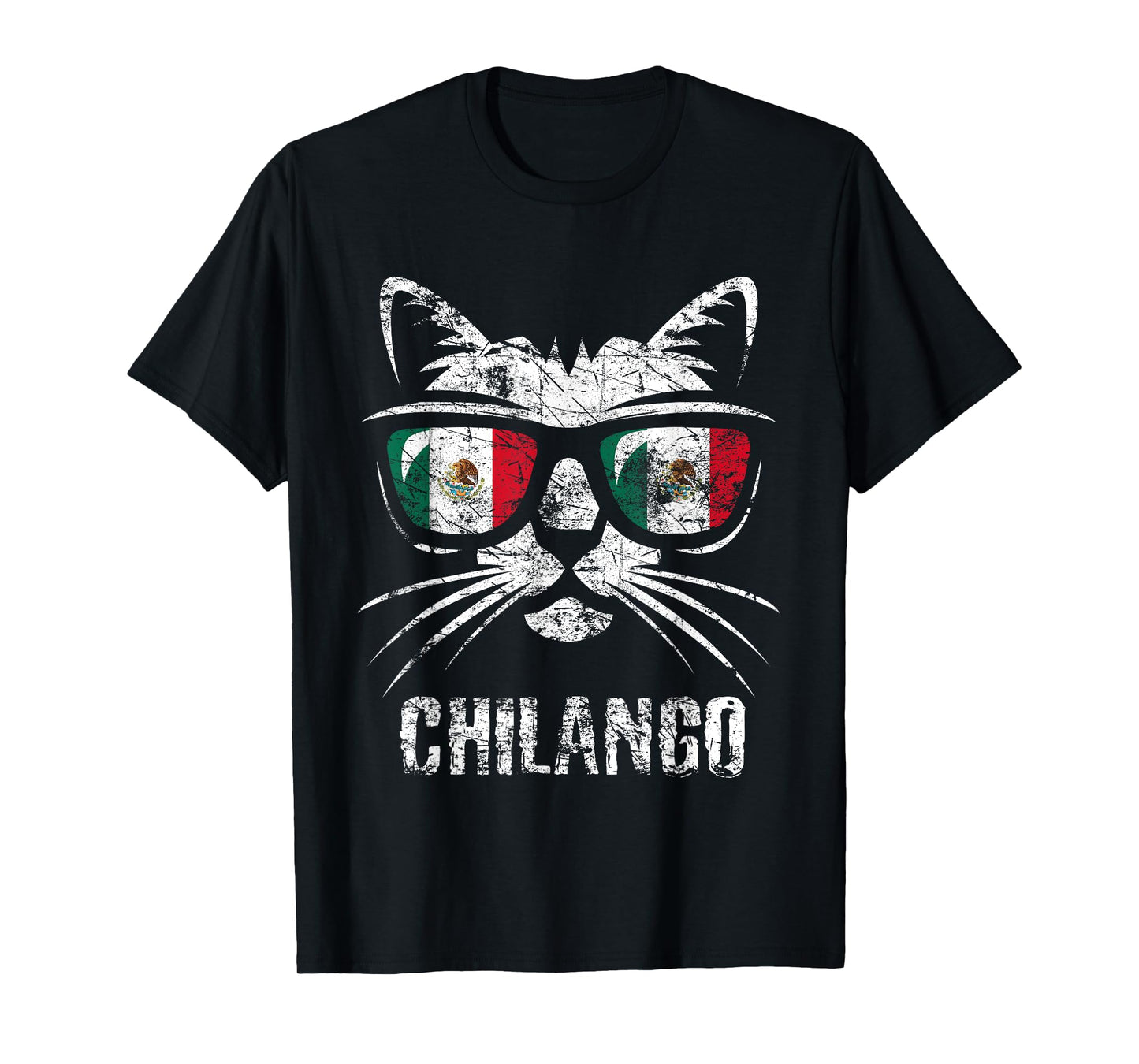 Mexico Flag Funny Cat Vintage Mexican Saying Chilango T-Shirt for Men Women Girls Kids