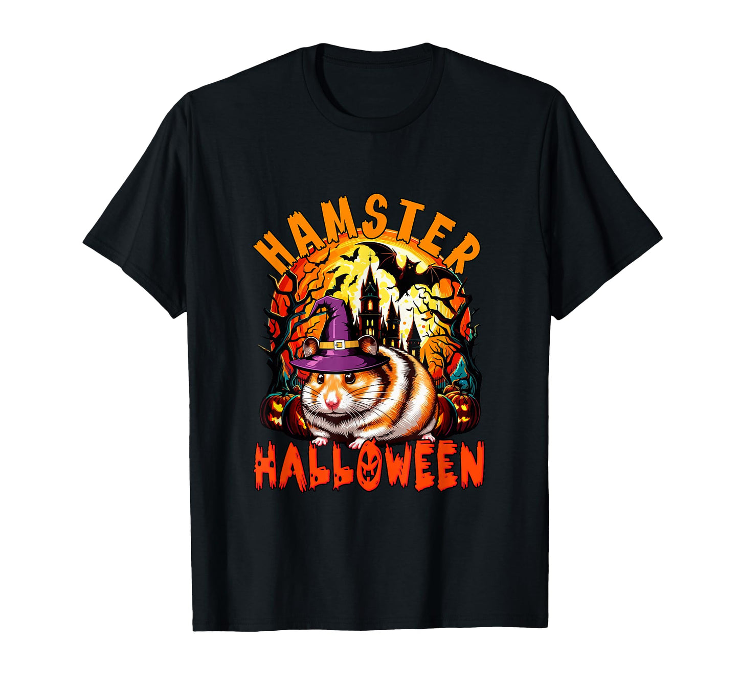 Hamster Halloween Cosplay Witch Horror Carved Pumpkins T-Shirt