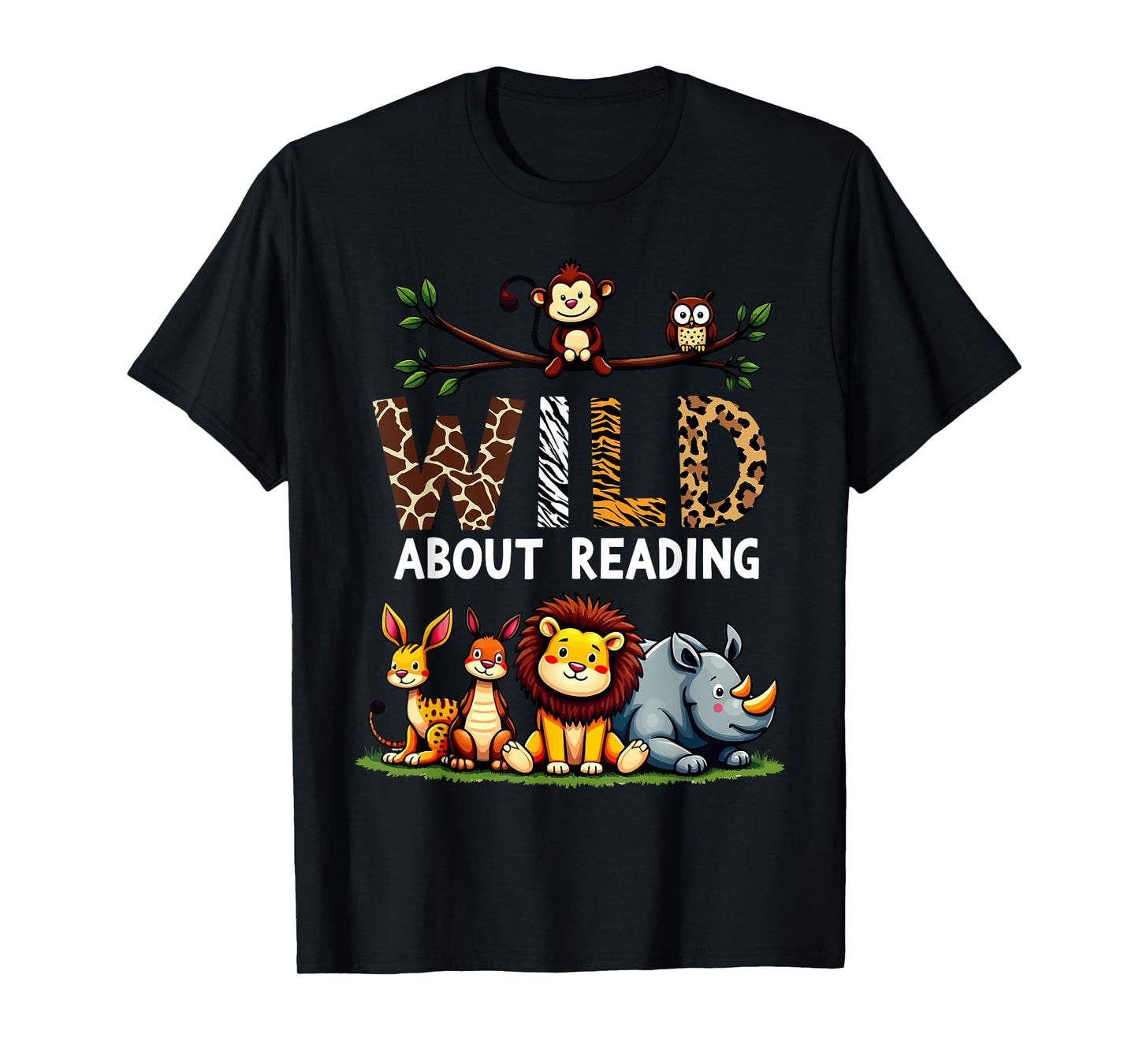 Wild About Reading Safari Animals Book Lover Librarian T-Shirt