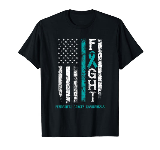 Peritoneal Cancer Warrior US Flag T-Shirt