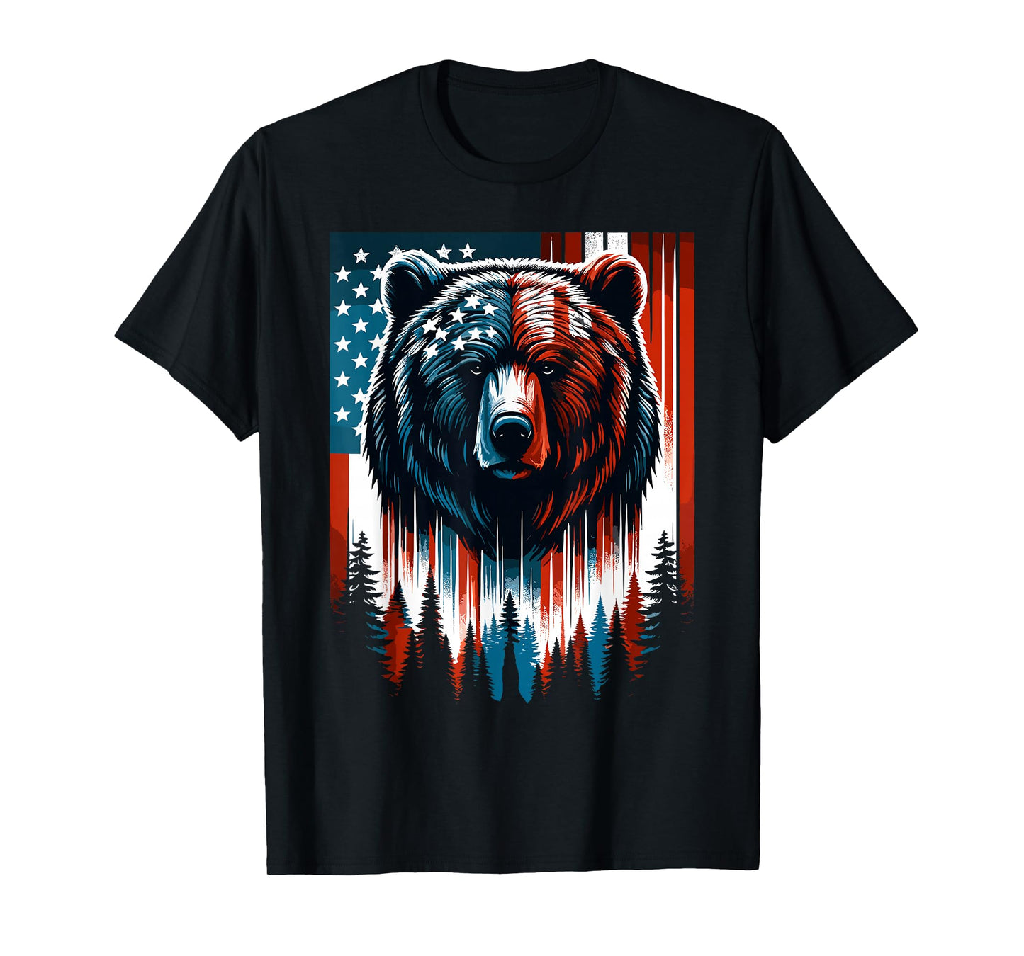 Bear American Flag Shirt Wildlife 4th of July Patriotic T-Shirt