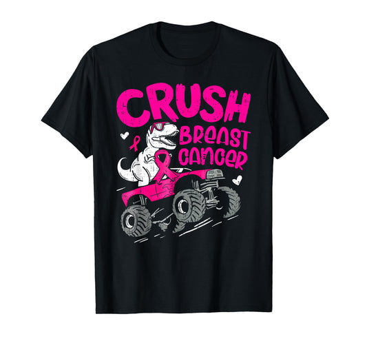 Crush Breast Cancer Awareness Monster Truck Toddler Boy Kids T-Shirt