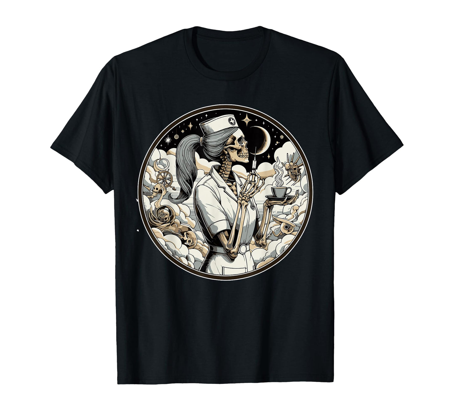 Skeleton Tarot Gothic Coffee Academia Teacher T-Shirt