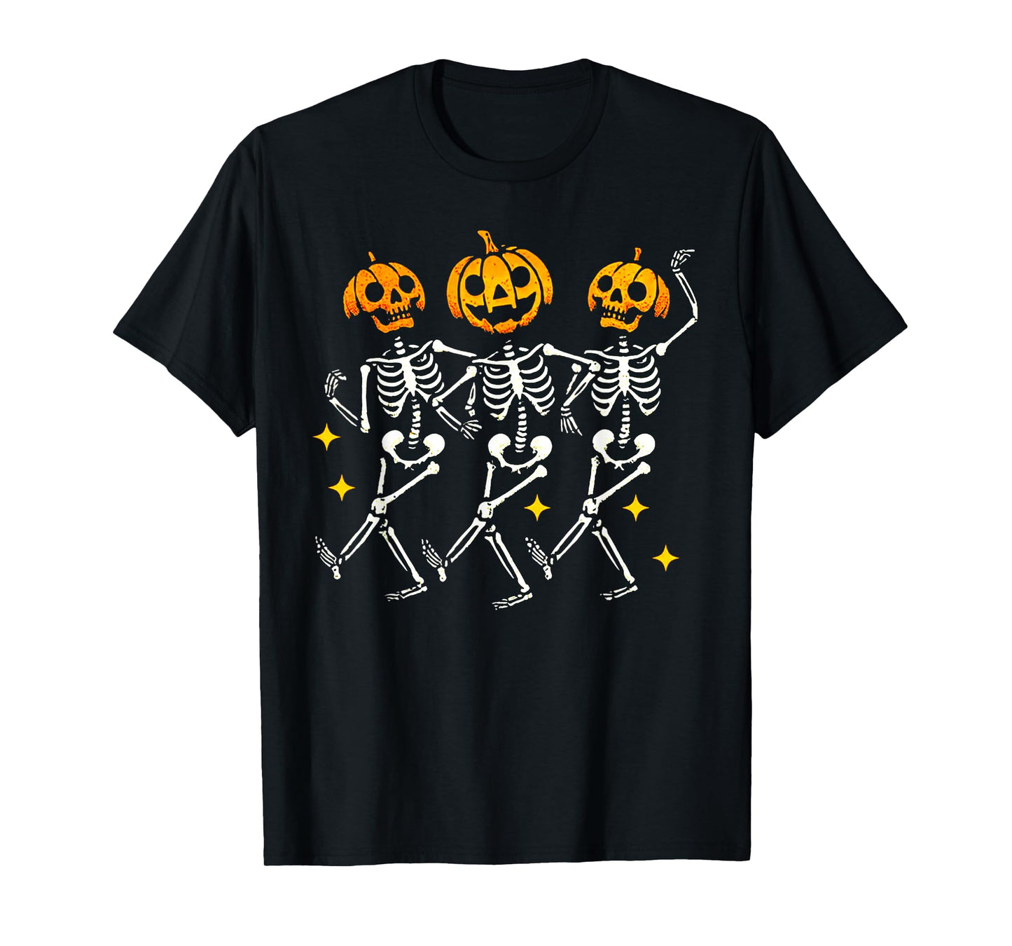 Skeleton Dancing Halloween Pumpkin Head T-Shirt
