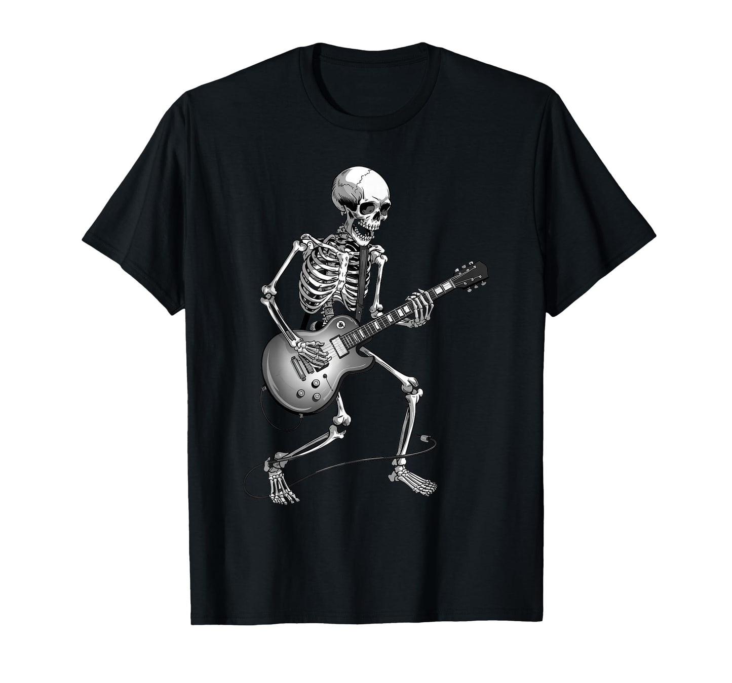 Kids Halloween Rocker Skeleton Playing Electric Guitar Music T-Shirt