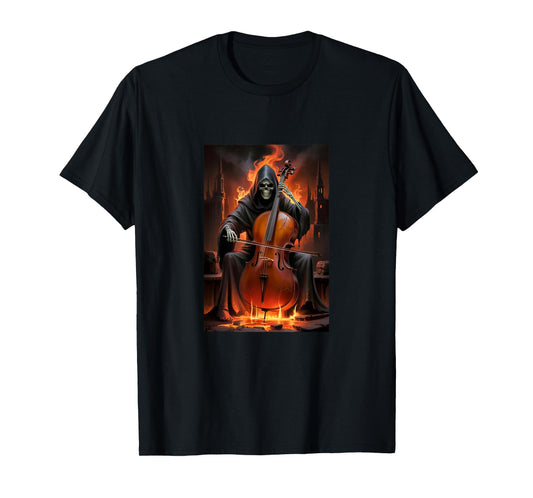 Death’s Bassline – Grim Reaper Playing Upright Bass T-Shirt