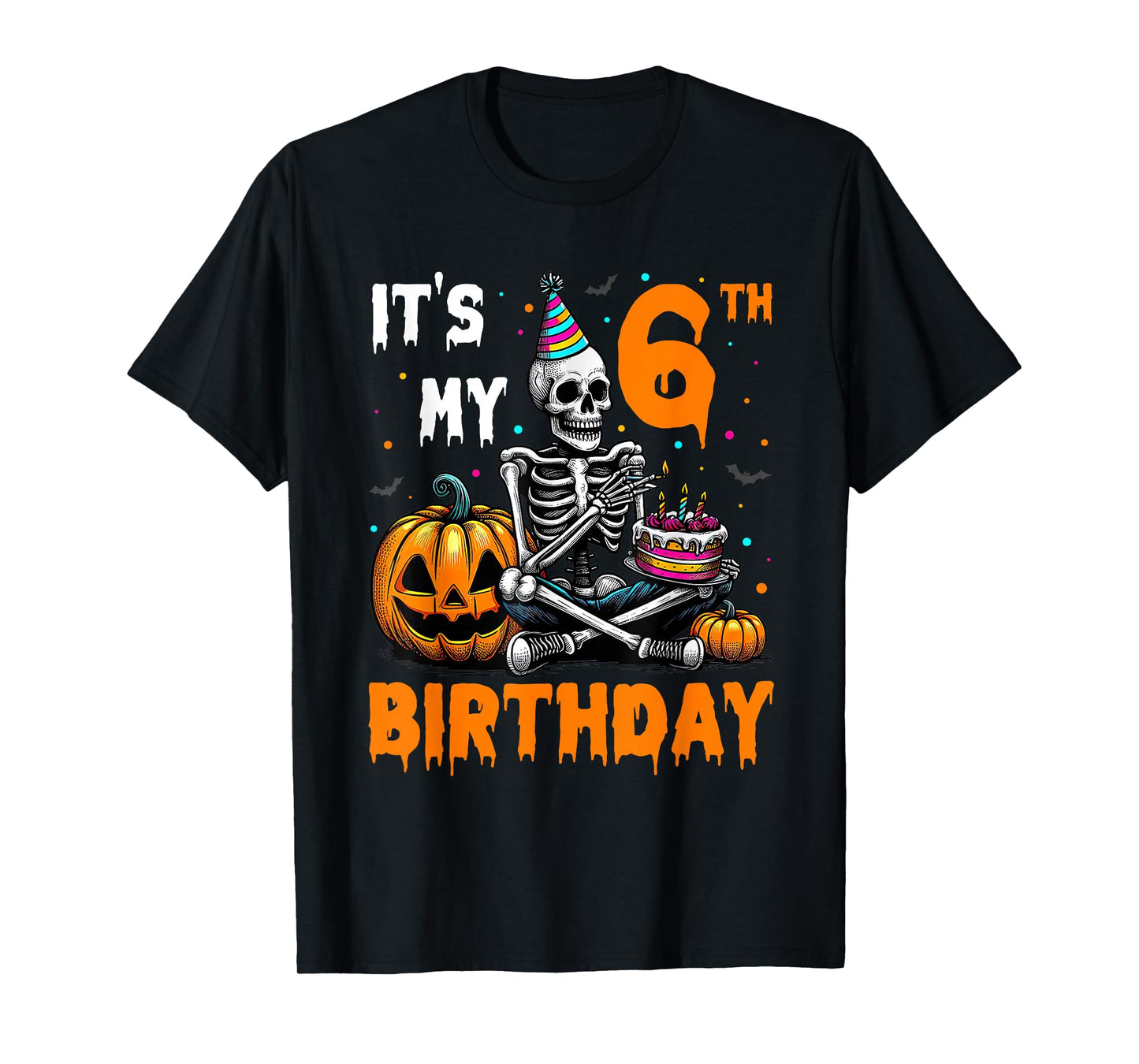 Skeleton 6th Birthday Halloween Party Kids 6 Years Gift T-Shirt