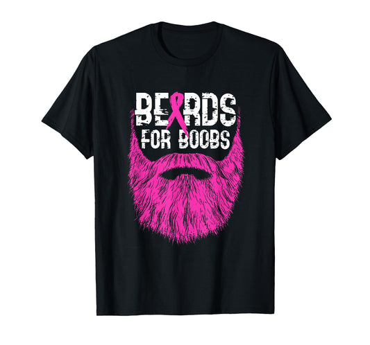 Mens Beards For Boobs Support Breast Cancer Awareness Month T-Shirt