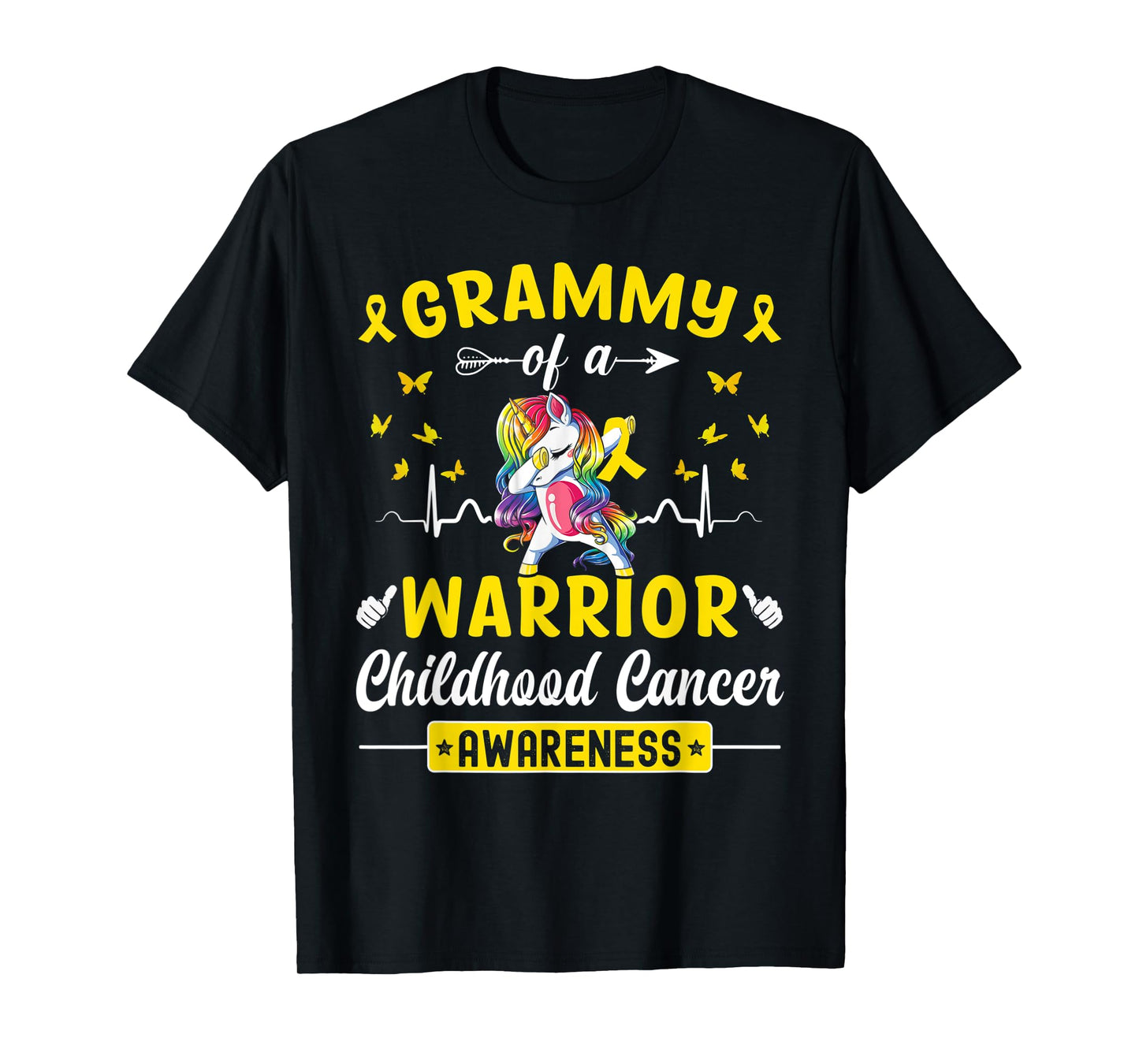 Grammy Of A Warrior Childhood Cancer Awareness Unicorn T-Shirt