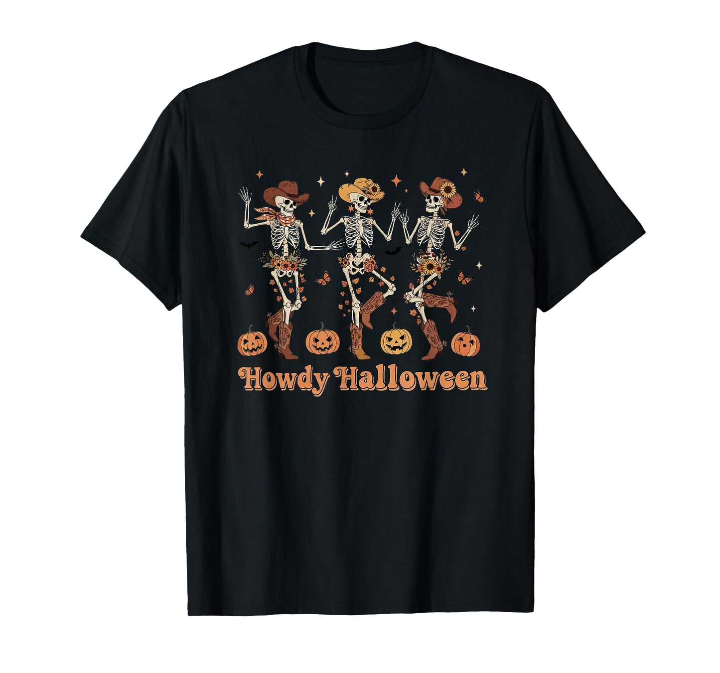 Howdy Cowboy Skeleton Dancing Country Western Halloween T-Shirt