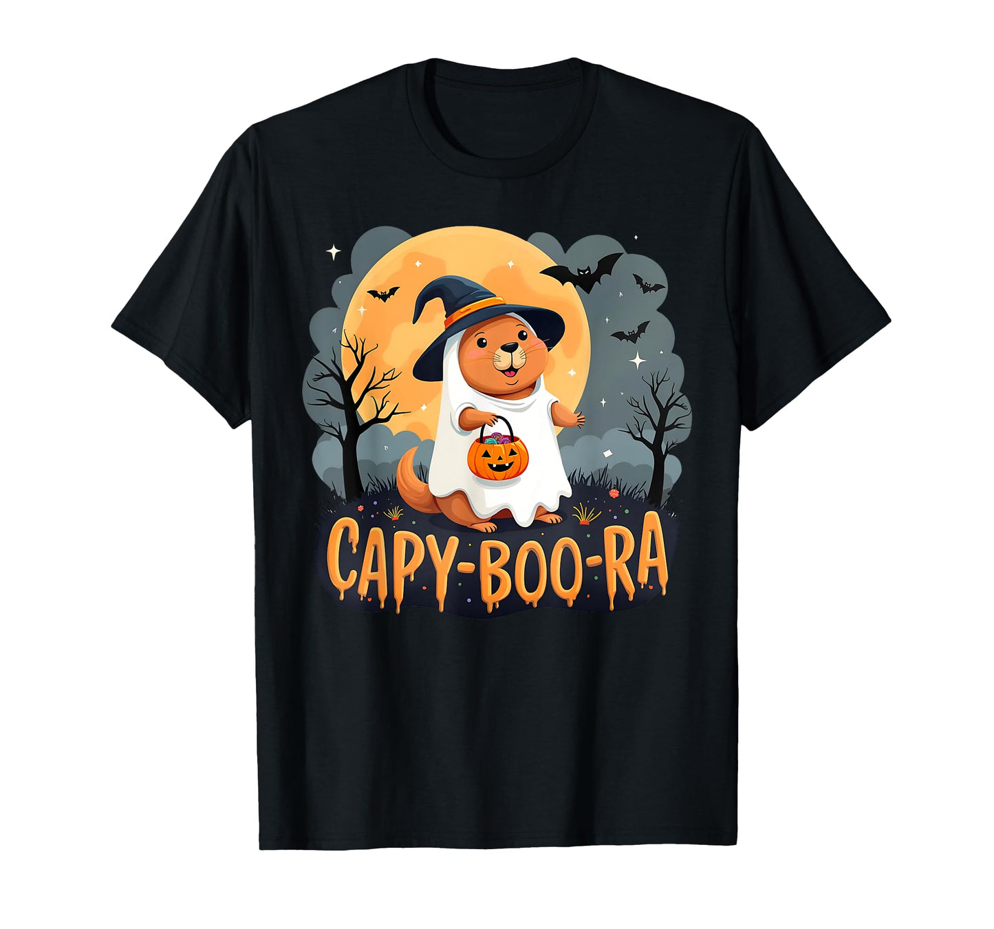 Capy-Boo-Ra Cute Capybara Boo Ghost Funny Cappy Halloween T-Shirt