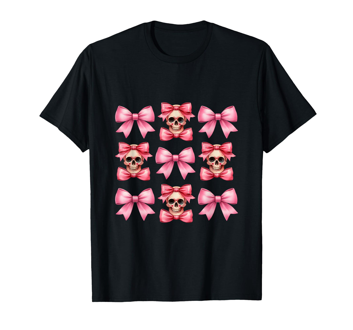 Halloween Coquette Pink Bow Pink Mini Skull Squad T-Shirt