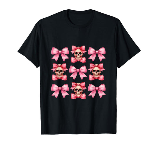 Halloween Coquette Pink Bow Pink Mini Skull Squad T-Shirt