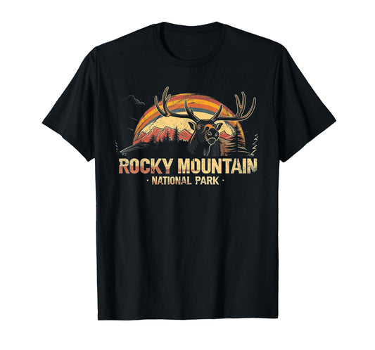 Rocky Mountain US National Park Vintage Men Women Kids Retro T-Shirt