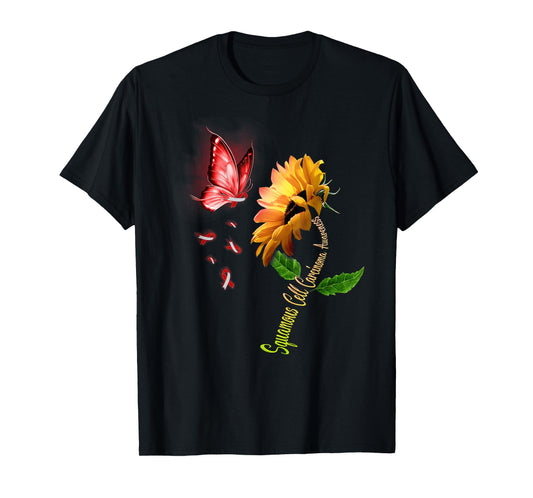 Butterfly Sunflower Squamous Cell Carcinoma Awareness T-Shirt