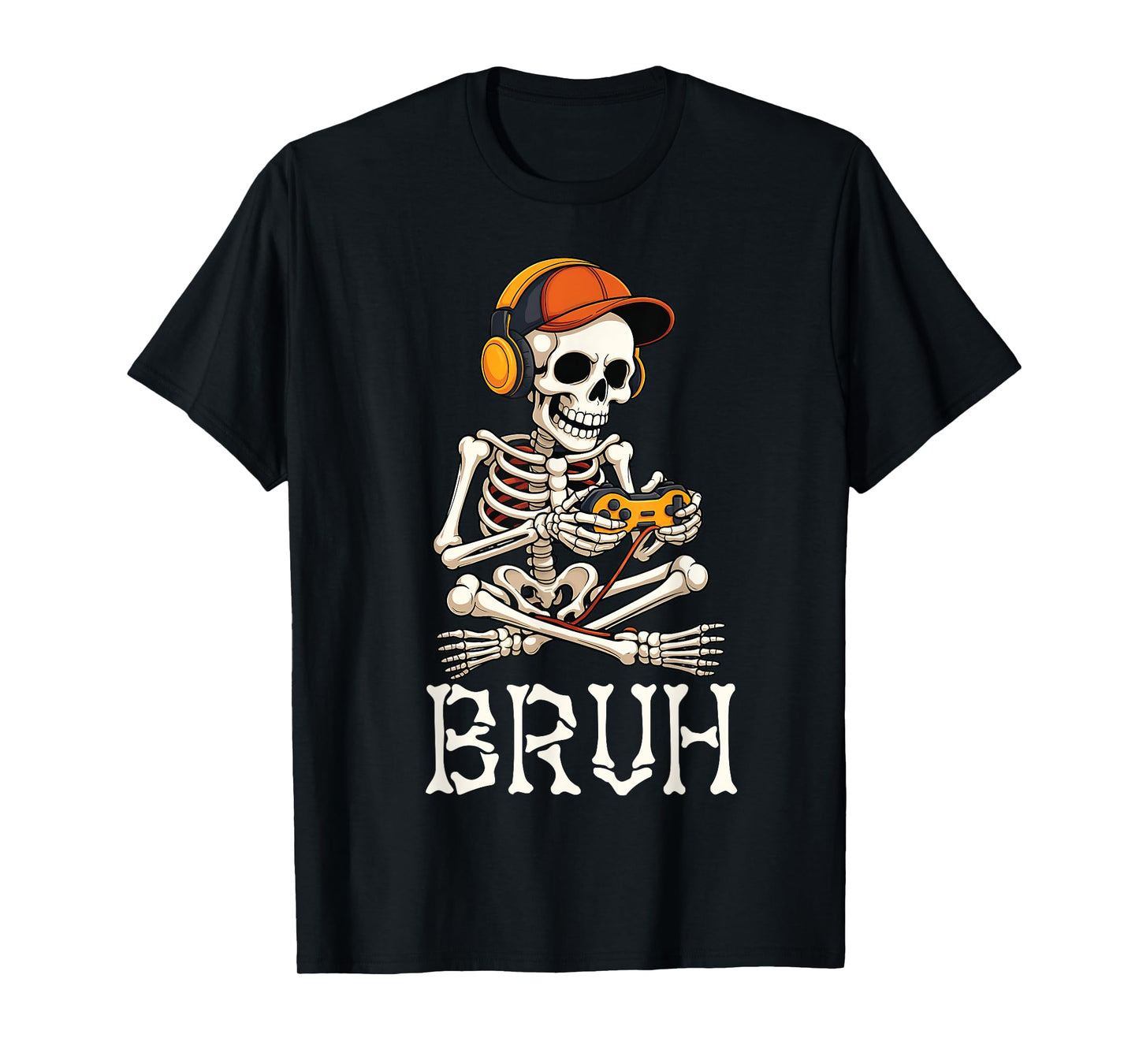 Bruh Skeleton Halloween Costume Game Gaming Boys Kids Mens T-Shirt