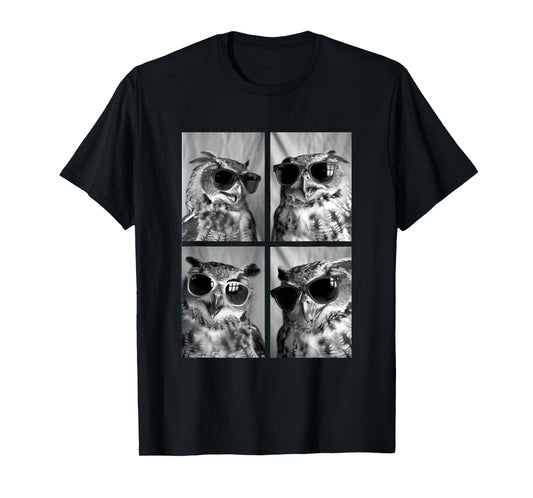 Cute Owls with Sunglasses Cool Night Animals Photo Booth T-Shirt