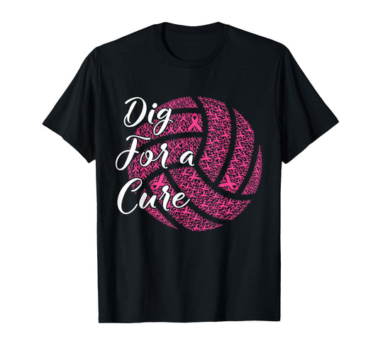 Dig For A Cure Breast Cancer Awareness Volleyball Pink T-Shirt