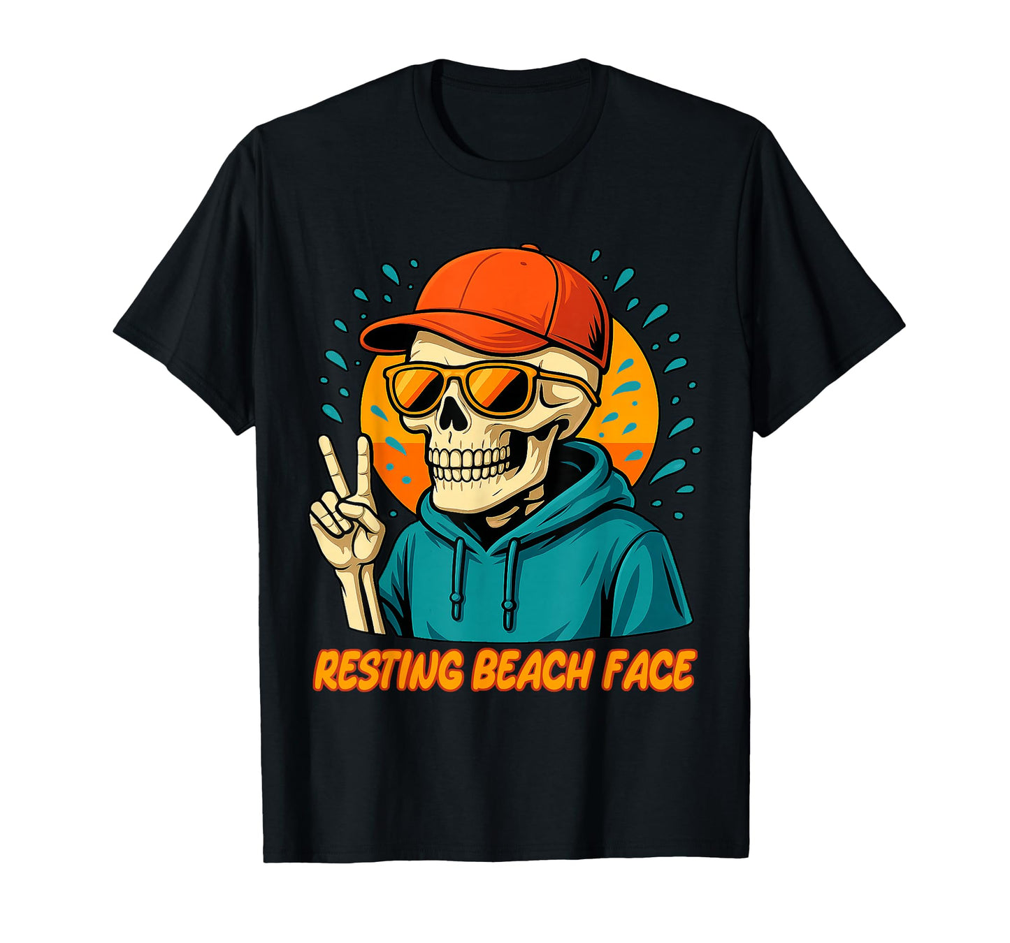Resting Beach Face Summer Vibes - Skeleton Humor T-Shirt