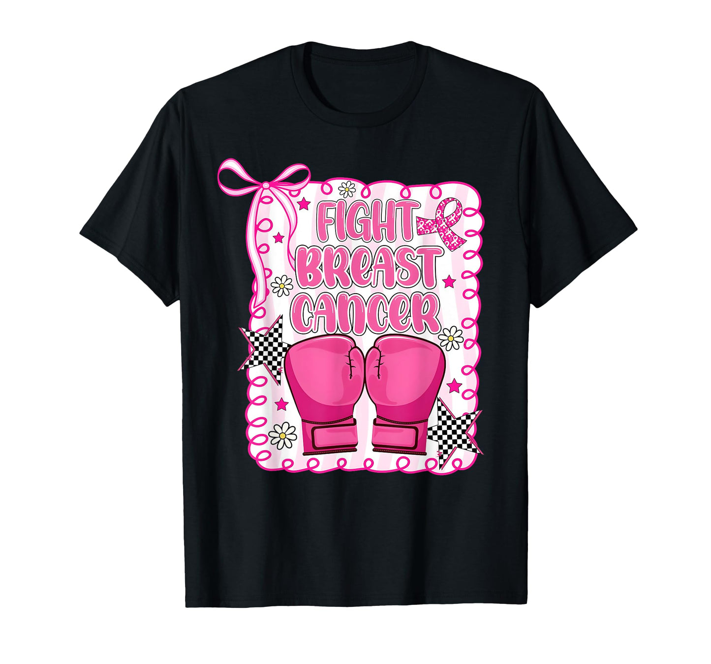 Fight Breast Cancer Boxing Gloves Pink Ribbon Warrior T-Shirt