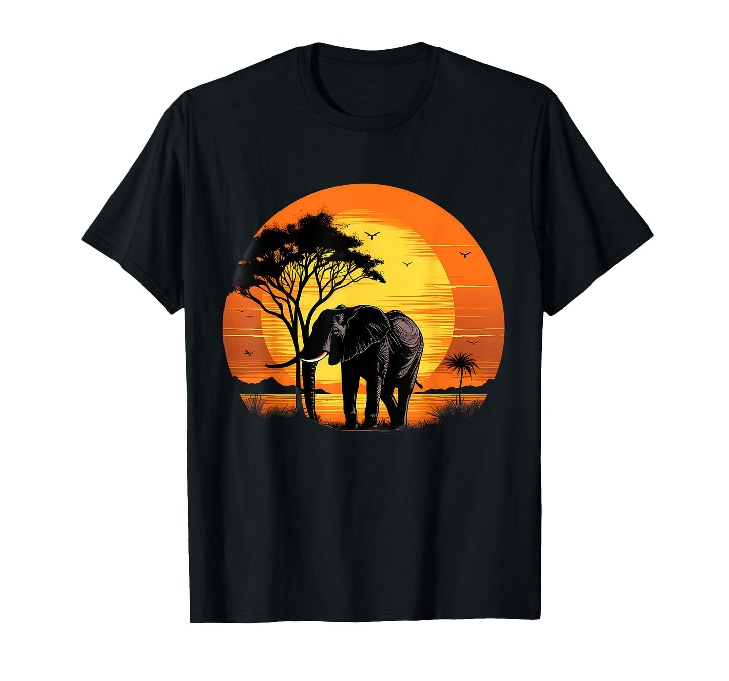 Elephant Sunset Wildlife Savanna Nature Safari Animal Art T-Shirt