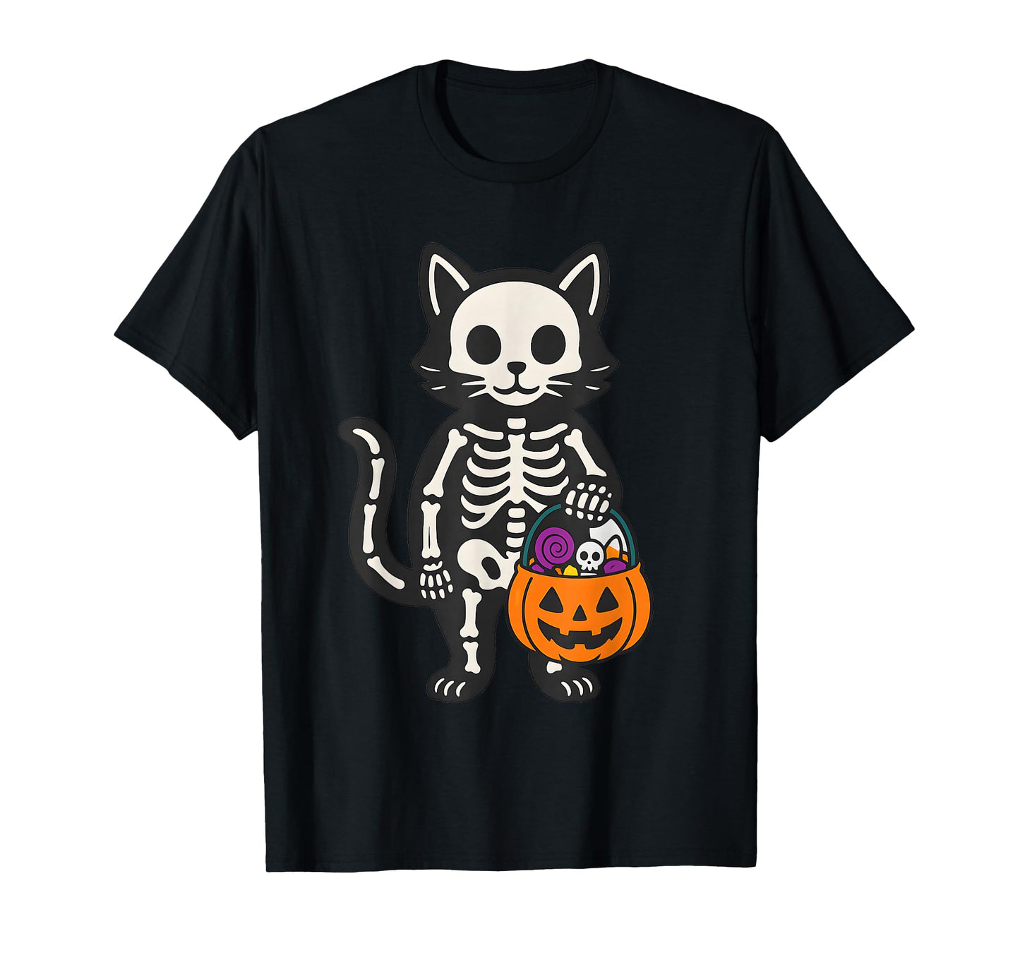 Cat Skeleton Halloween Spooky Skeleton Trick or Treat T-Shirt