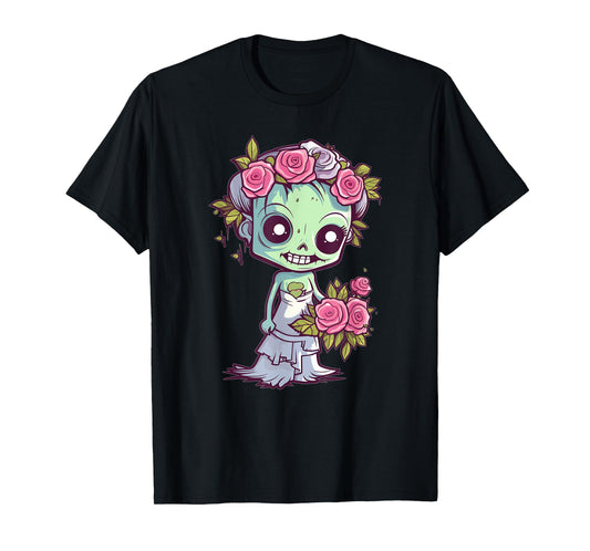 Cute Zombie With Flower I Kids Zombie T-Shirt