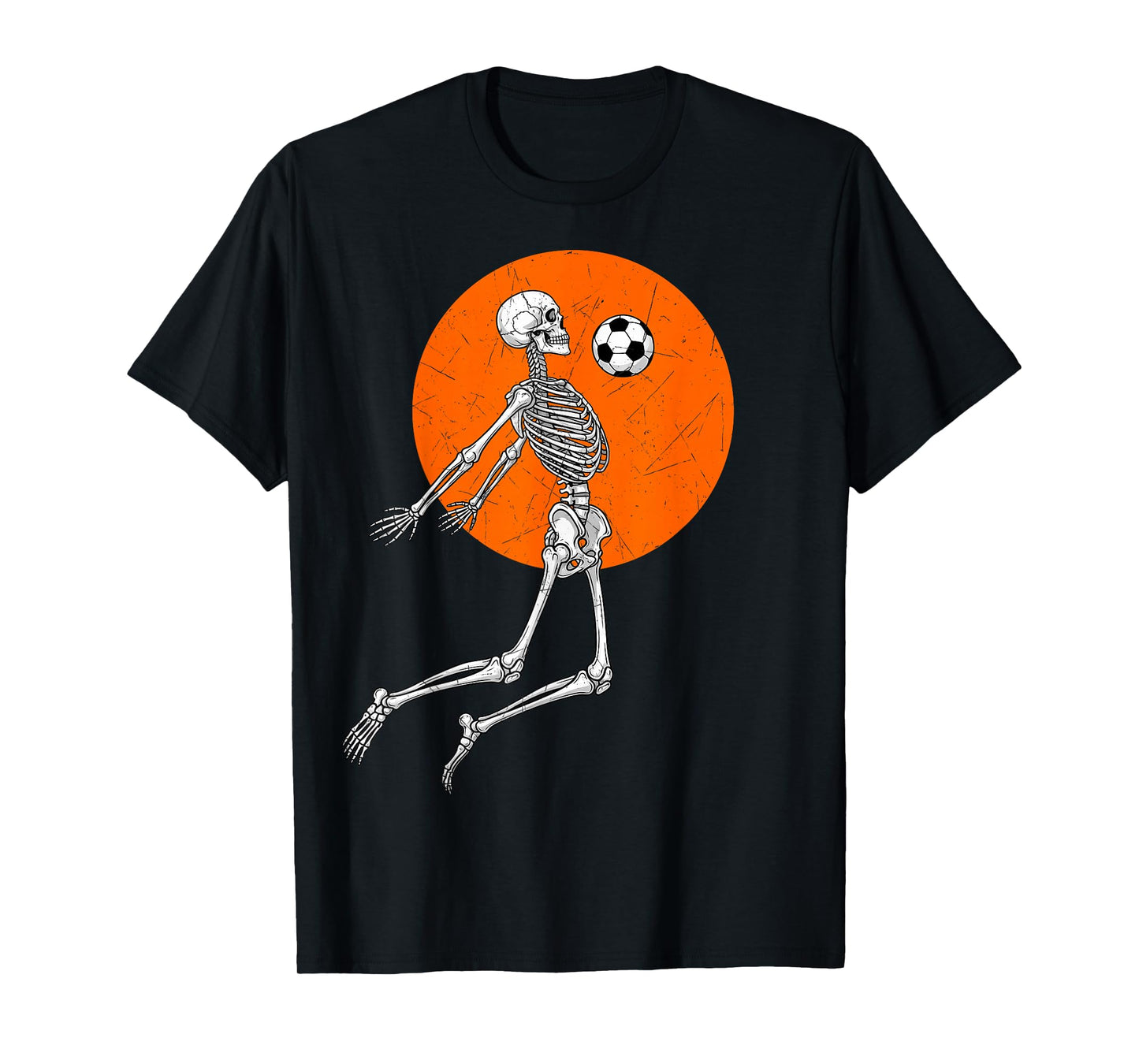 Skeleton Soccer Player Chest Stop Sports Fan Spooky Football T-Shirt