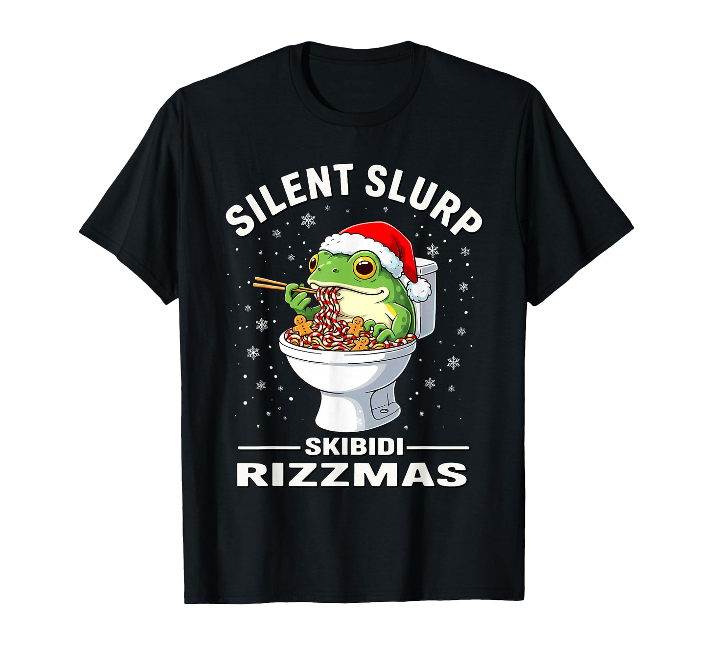 Silent Slurp – Skibidi Rizzmas Funny Christmas Meme T-Shirt
