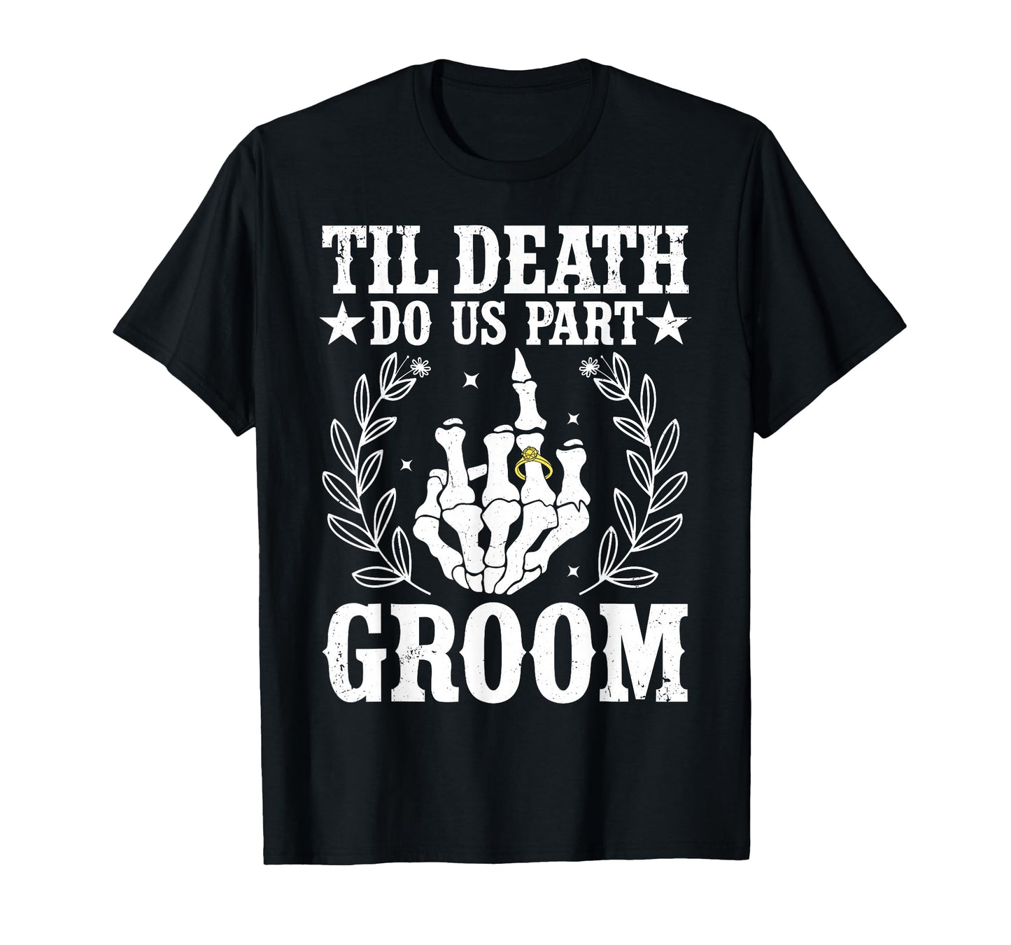 Halloween Wedding Til Death Do Us Part Groom Skeleton T-Shirt