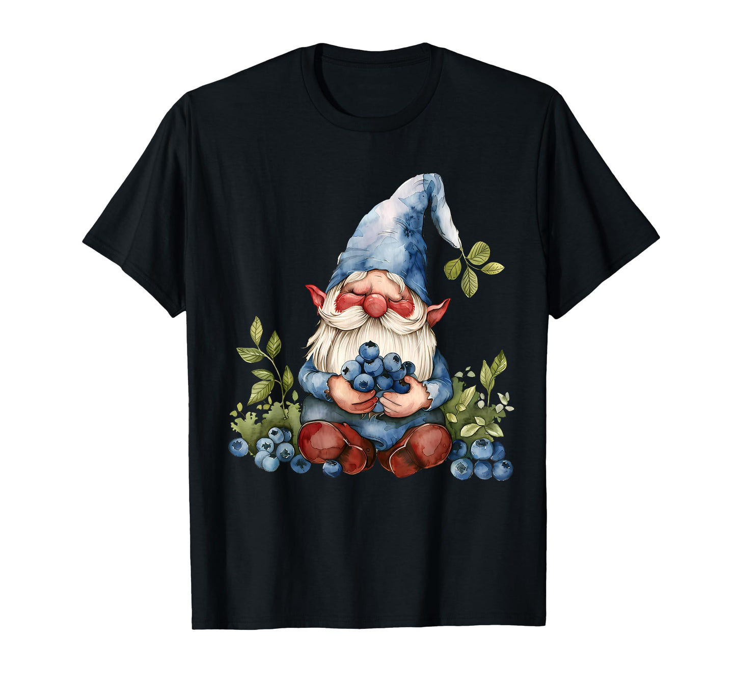 Blueberry Gnome Watercolor Artwork Nature Blueberries T-Shirt