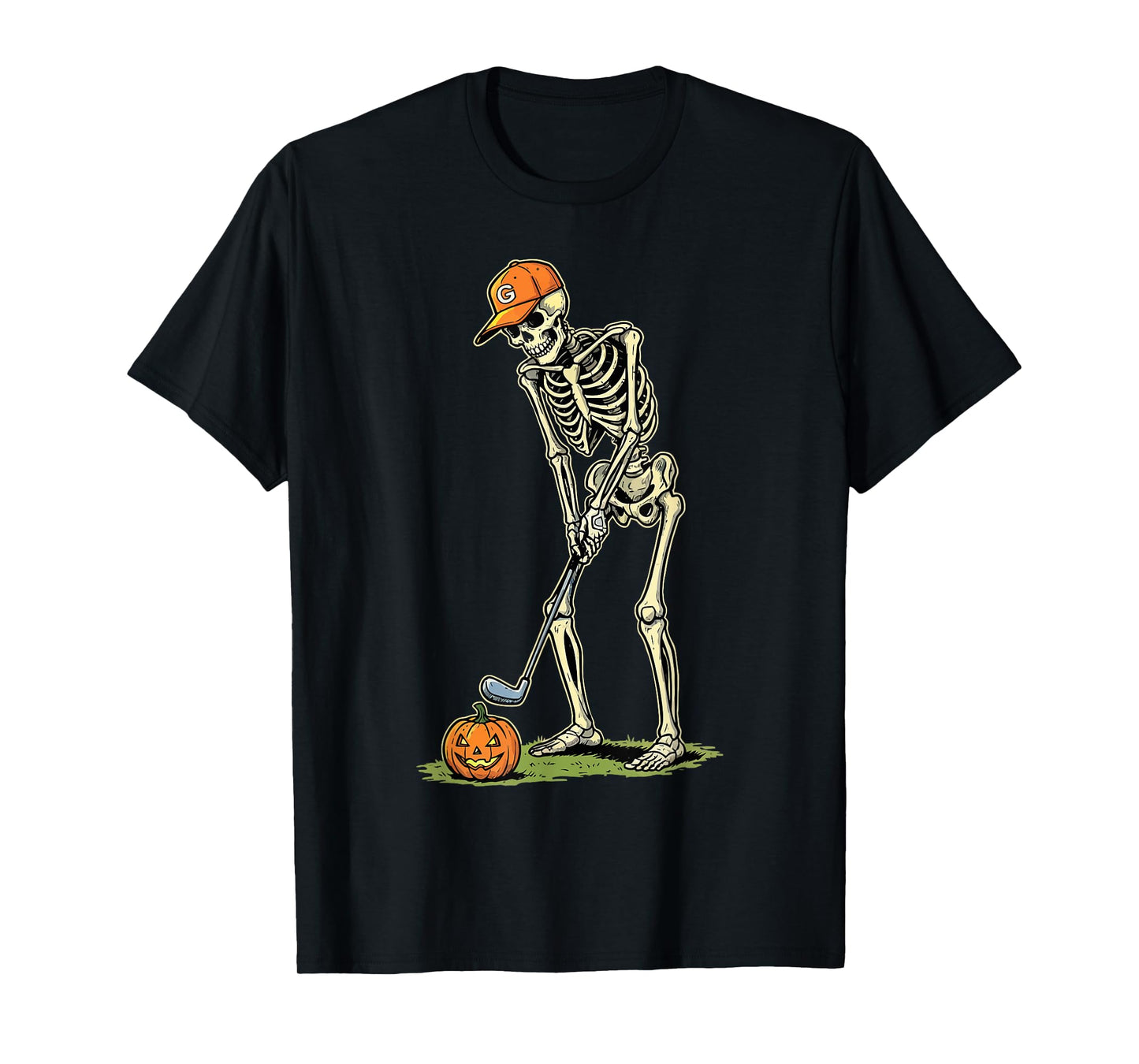 Retro Skeleton Golf Halloween Golfer Golf Player Funny Dad T-Shirt