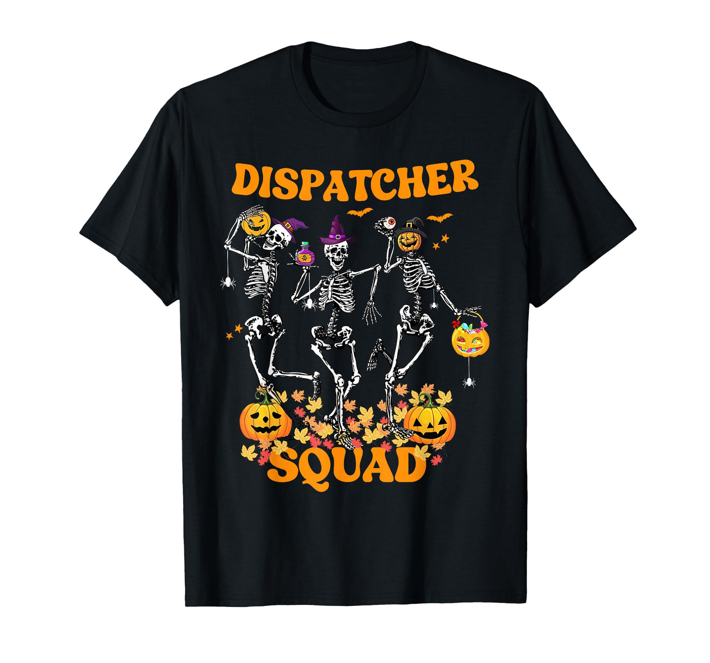 Spooky Dispatcher Squad Skeleton Dancing Dispatch Halloween T-Shirt