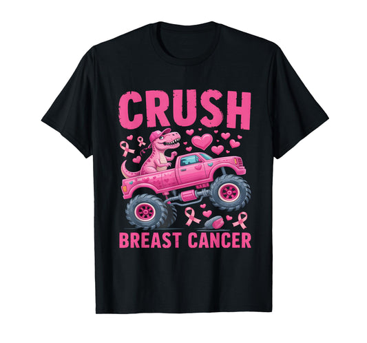 Crush Breast Cancer Awareness Monster Truck Toddler Boy Kids T-Shirt