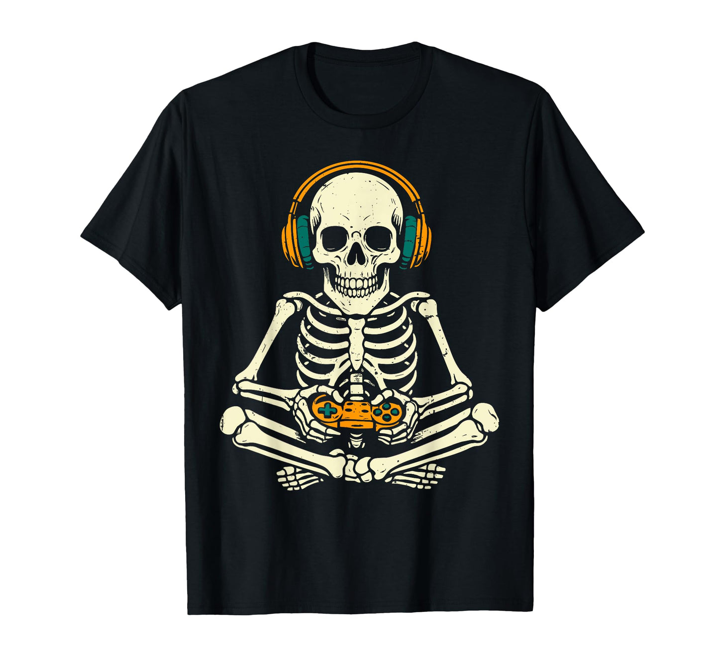 Halloween Skeleton Playing Video Game Boys Men Kids T-Shirt