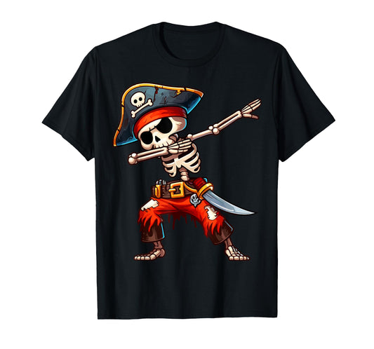 Dabbing Skeleton Pirate Halloween Kids Pirate T-Shirt